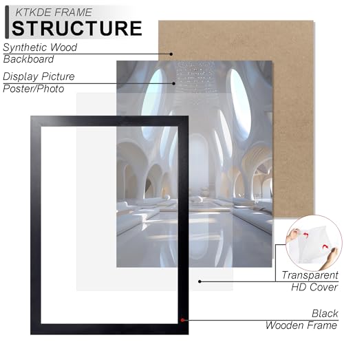 Image of KTKDE A3 Poster Frame set of 3,Black Wooden Picture Frame -16.5x11.7in Photo Frame,Certificate Frame with Plexiglass for Wall Mount or Table Top Display best gifts