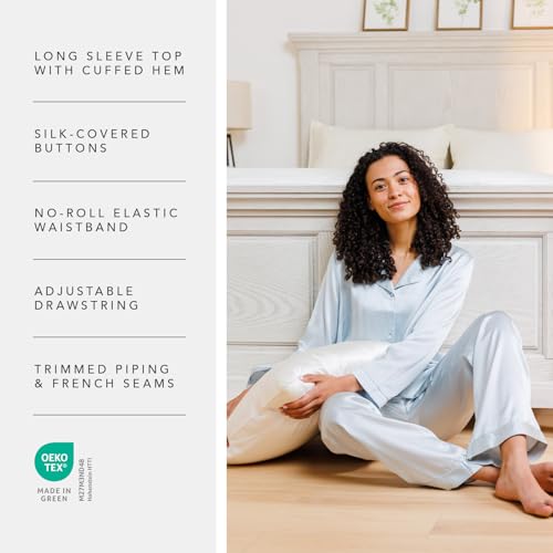 Fishers Finery Women's 100% Mulberry Silk Long Pajama Set with Gift Box3