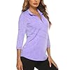 Koscacy Women’s 3/4 Roll Sleeve Golf Tennis Polo Shirts UPF50+ Half Zip Dry Fit Workout Tops Athletic Shirt