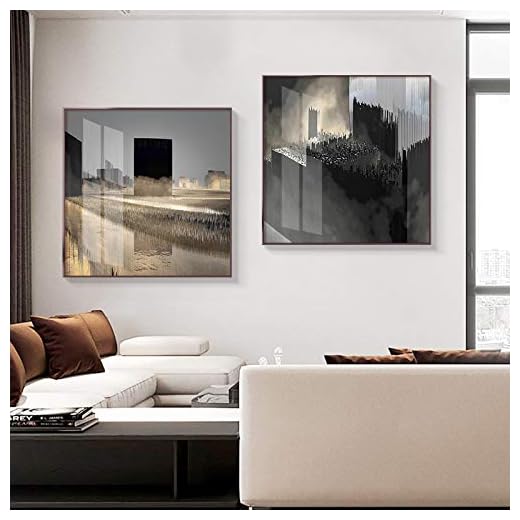 Modern arkitektur Visa dukmålning affischer och tryck Fyrkantigt heminredning Industri konst väggbilder för vardagsrum Sovrum-30x30cmx2 Ingen ram