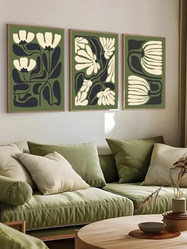 Toile décorative abstraite pour salon moderne vert sauge - 2