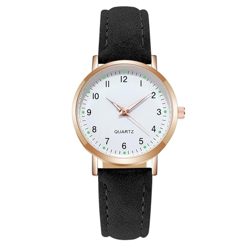 AOOSU Damenuhr Leder, Damen Analog Quarz Uhr mit Leder Armband, Uhren Damen Einfache Business Klassische Armbanduhr Lässig Quarzuhr Kleideruhr Nachtlicht