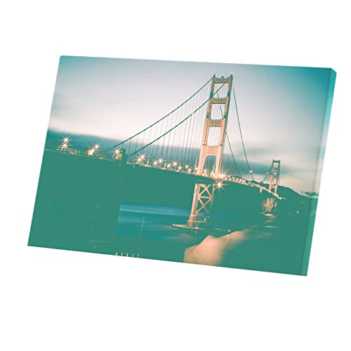 Tableau Pont Golden Gate Rouge en Toile Imprimée Vue de Nuit Californie 45x30 cm