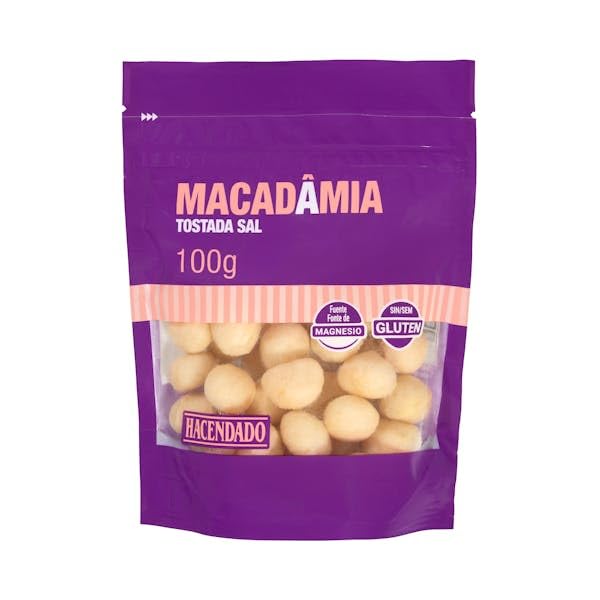 Hacendado Noix de Macadamia Grillées et Salées, 100g, Lot de 6, Sans Conservateurs, Cultivées Sans Pesticides