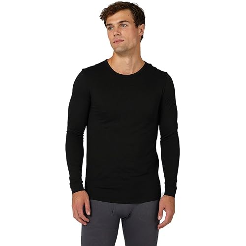 32 Degrees Men's Lightweight Baselayer Crew Top | Form Fitting | Long Sleeve| 4-Way Stretch | Thermal
