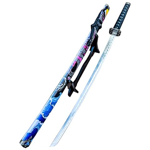 DamaskerUS 1pc Huge Japanese Samurai Katana Sword Dragon with Stand Ninja Cover