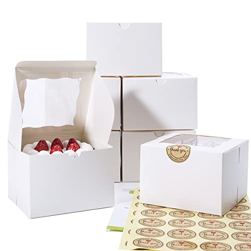 White Bakery Boxes with Window 50 Pack