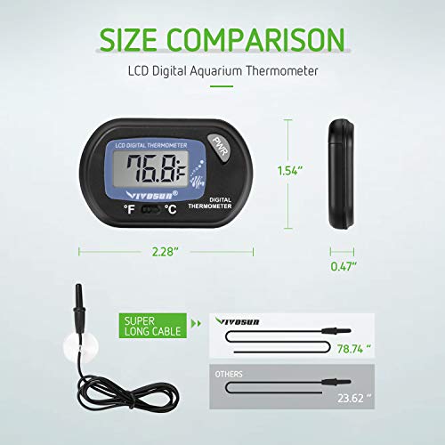 VIVOSUN 1-Pack LCD Digital Aquarium Thermometer Fish Tank Water Terrarium Temperature with Suction Cup for Turtle - Image 3
