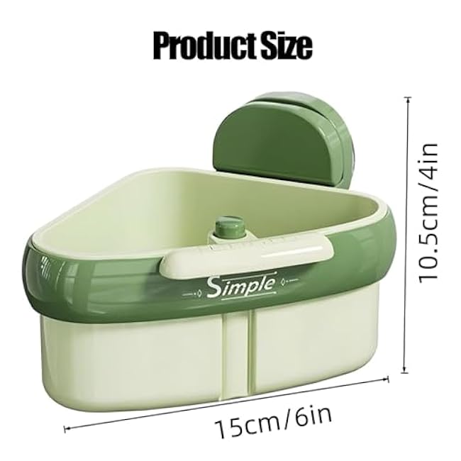 Curetoaway Wideous Suction Cup Sink Corner Rack, Sink Strainer Basket, Triangular Sinks Basket Shelf With Suction Cup Sucker, Automatic Dumping for Kitchen Bathroom Dishware (Yellow, 1 Pc)