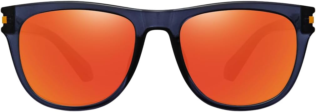 Amsterdam Polarized Square Sunglasses - UV Protection for Men Women, Lightweight TR Frame Mirrored Lenses