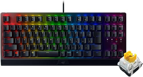 �Q�[�~���O�L�[�{�[�h �e���L�[���X BlackWidow V3 Tenkeyless JP - Yellow Switch ���J�j�J�� �C�G���[�� �N���A�n�E�W���O Chroma RGB ���ϋv�A���~���g�b�v�v���[�g �󎚂̏����Ȃ�ABS �L�[�L���b�v ��
