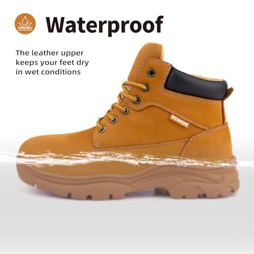 Work Boots For Men Waterproof Slip Resistant Comfortable Leather Soft Toe Safety Construction Boots for Industrial Warehouse Gardening Hiking Farming2
