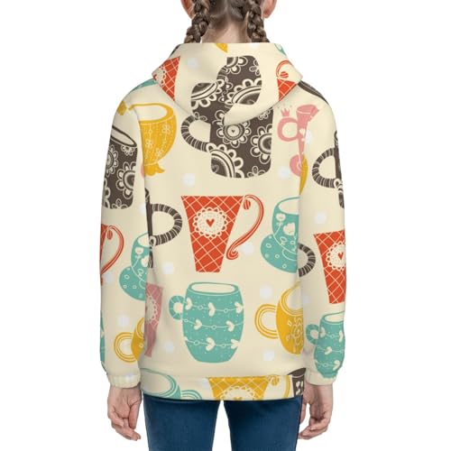 Vintage Cup Kids Pullover Hoodies Boys Sweatshirts Girls Athletic Clothes with Pocket4