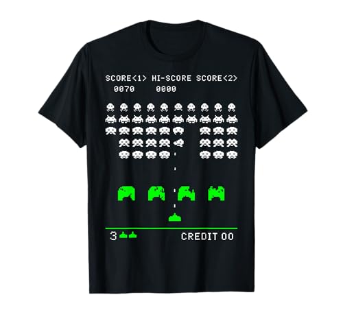 Marcianitos diseño retro pixel art gamer geek estilo arcade Camiseta