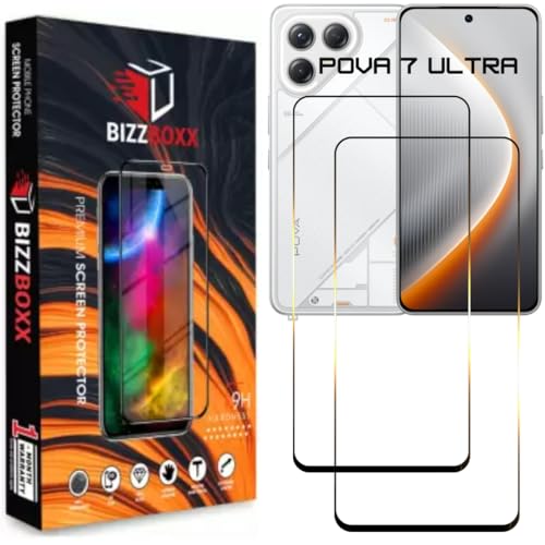 Image of Screen Guard Compatible with Tecno POVA 7 Ultra 5G Tempered Glass Screen Protector Guard - HD Clarity, Anti-Fingerprint (Pova7 Ultra - 6.67 inch) With Installation Kit - Pack of 2