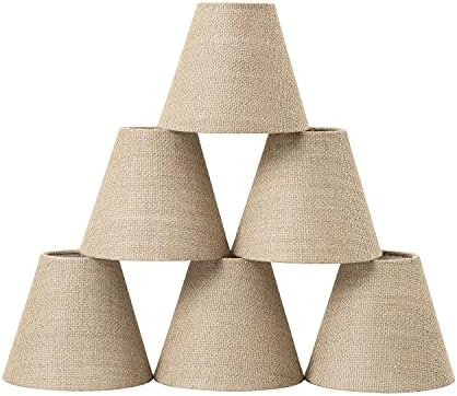 Farmhouse Small Lamp Shade Clip On Chandelier Lamp Shades Set of 6,3-inch by 6-inch by 5-inch,Line