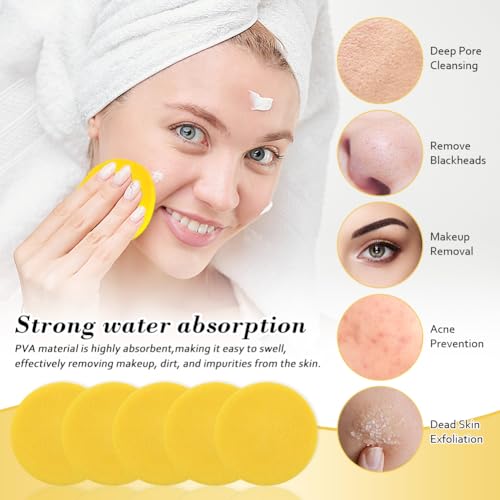 4pcs Foaming Soap Dispenser with 12 Compressed Facial Sponge, 60ml Facial Cleanser Foaming Bottle Mousse Foaming Soap Pump Container for Hand Soap, Body Washes, Shampoo4