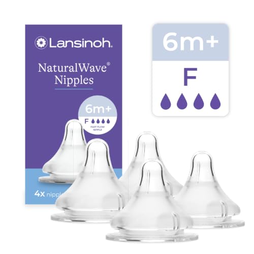 Lansinoh NaturalWave Baby Bottle Nipples, Extra Slow Flow, Size XS, 4 Count