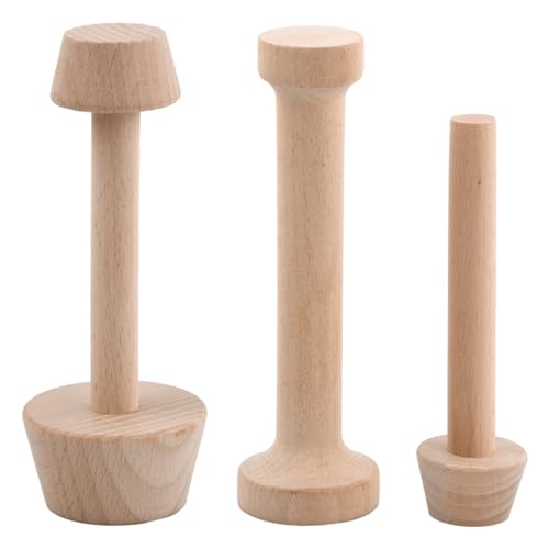 Azonelife 3 Pieces Wooden Tart Tamper Set Double-Side Egg Tarts Tamper Pastry Tools Eggtart Mold Dough Press Tart Tamper DIY Cake Pastry Tool for Pie Kitchen Cheesecakes Dessert Baking
