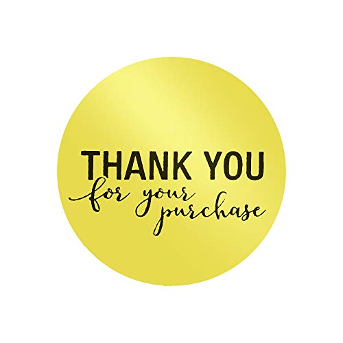 1 Inch Thank You Sticker Foil Thank You for Your puschase Sticker Labels for Sealing, Decoration(1 Roll, 500 Golden Stickers)
