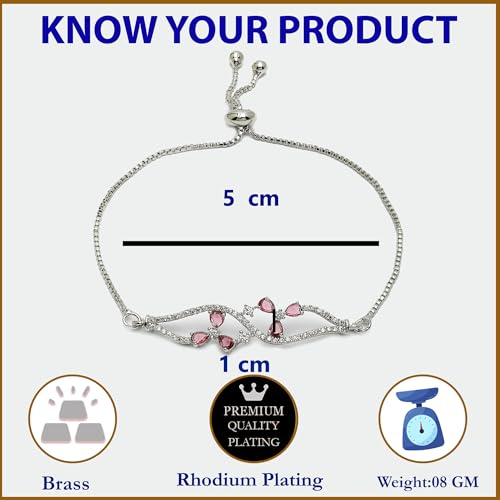 Image of ZENEME Rhodium-Plated Silver-toned Cuff Bracelet for Women & Girls Swirl Cuff Bangle with Crystal Stone Detailing Jewellery Bracelets for Womens