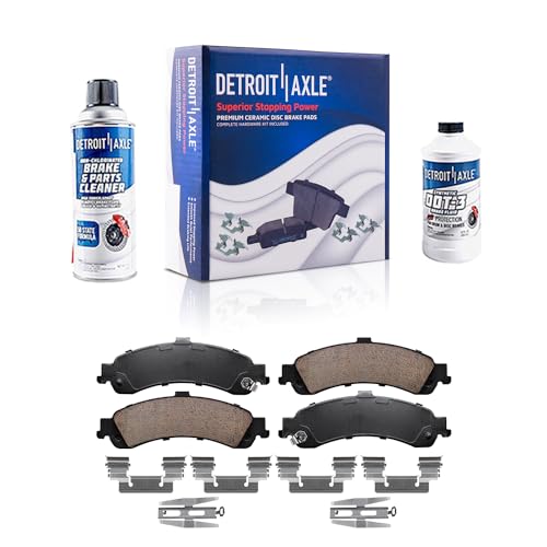Image of Detroit Axle - 4pc Rear Ceramic Brake Pads for 2001-2005 Chevrolet Silverado 1500, 2001-2006 GMC Sierra 1500, 2005 Silverado Sierra 1500HD, Tahoe Yukon XL Suburban Avalanche 1500 Escalade ESV EXT