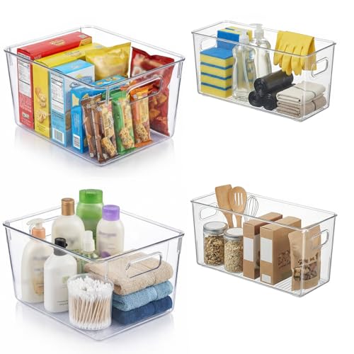 Save 19% on MOONEDGE Clear Plastic Organizer Bins Set of 4