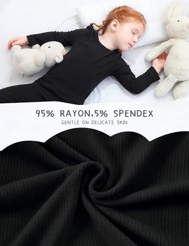 DIPUG Baby Pajamas Long Sleeve Toddler Pajama Set Girls Solid Pjs Boys Soft Sleepwear Black 12M-18M