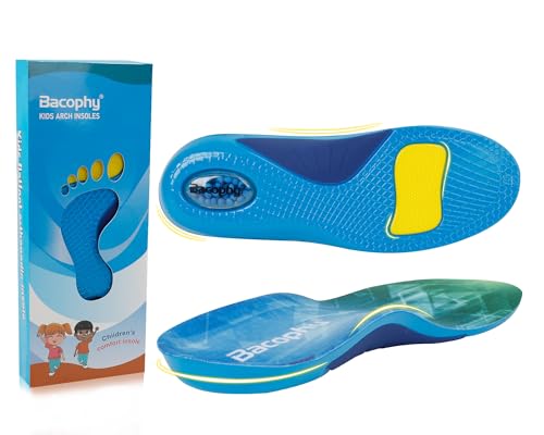 Kids Arch Support Insoles - Plantar Fasciitis Orthotic Inserts for Children with Arch Pain, Flat Feet, Foot Pronation- Shock Absorption - Ideal for Active Child