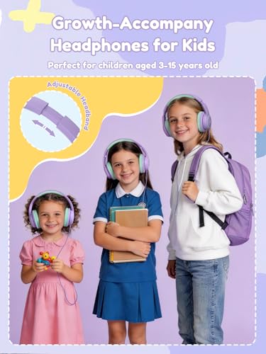 Image of Acer OHW328 Kids Headphones Wired for School - Over Ear Design | 85 /94dB Safe Volume, 3.5mm Jack Foldable Headphones for Kids Girls Classroom Yoto Player Chromebook Travel Purple Green