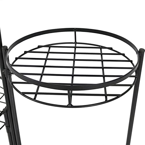 Sunnydaze 22-Inch 3-Tiered Metal Plant Stand, Indoor/Outdoor Flower Pot Holder - Set Of 2 - Black #TOP5