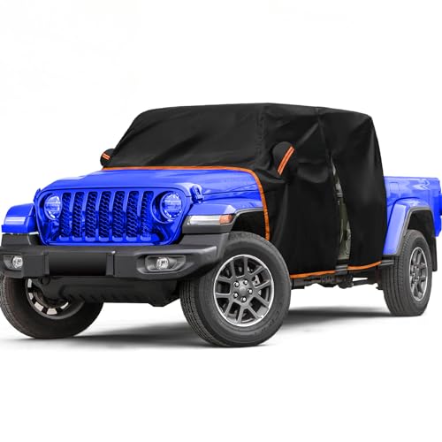 AUPZIMI Gladiator Cab Cover for Jeep Gladiator Cab Cover 4 Door 2020-2025 UV Resistant with Zipper 6 Gust Hooks Half Cover Protect from Sunshine Snow Rain Scratch Resistant Black