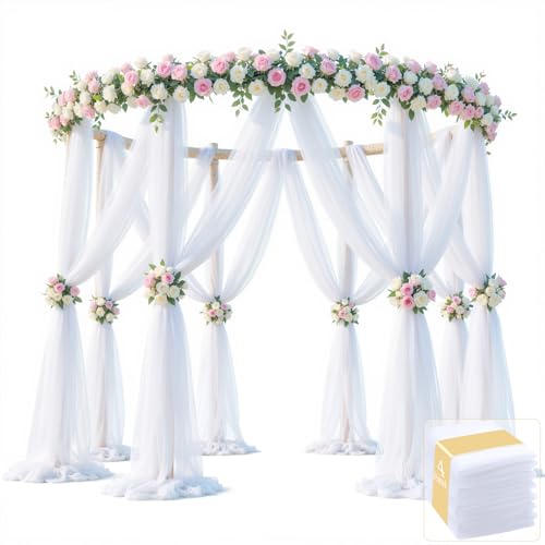 Tela Blanca para Arco de Boda de 4 Paneles 30"x19ft miniatura 4