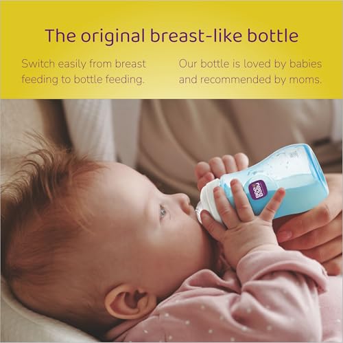 Image of BeeBaby Ease Wide Neck Colour Feeding Bottle 300 ml | BPA Free Easy Latching Baby Milk Bottle for Newborns & Infants | Soft Silicone Anti-Colic Nipple Fast Flow (8 Months +) |Blue, Pack of 2