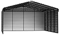 Arrow 20' x 20' x 9' All-Weather Galvanized Steel Carport with 3 Wall Kits, Multipurpose Heavy-Duty Outdoor Garage Carport Canopy, Charcoal