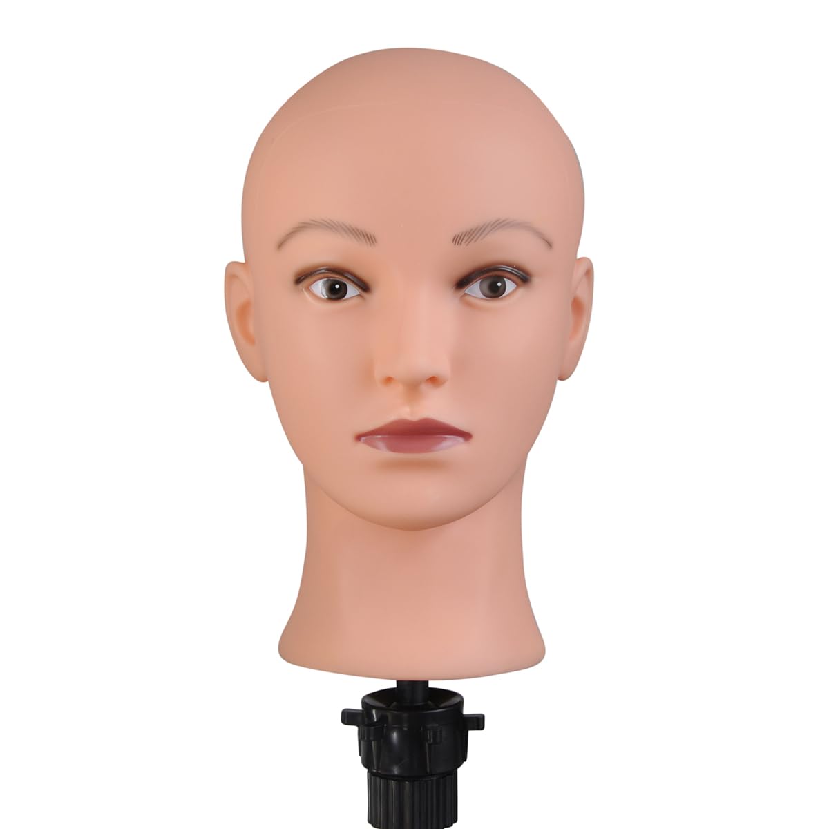Ruilong Soft Bald Mannequin Head, Professional Cosmetology Female Head for Wig Making Hat and Glasses Display Bald Model Doll Head Orange Color