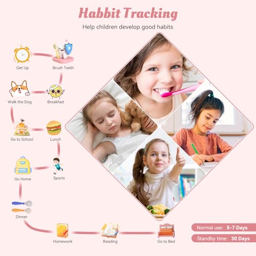 Image of Smart Watch for Kids, 12 Puzzle Games HD Touch Screen Watches, Step Counter, Heart Rate and Sleep Monitor, Flashlight, 12 /24 hr Educational Toys Birthday Gifts for Girls Ages 6-12 (Pink)