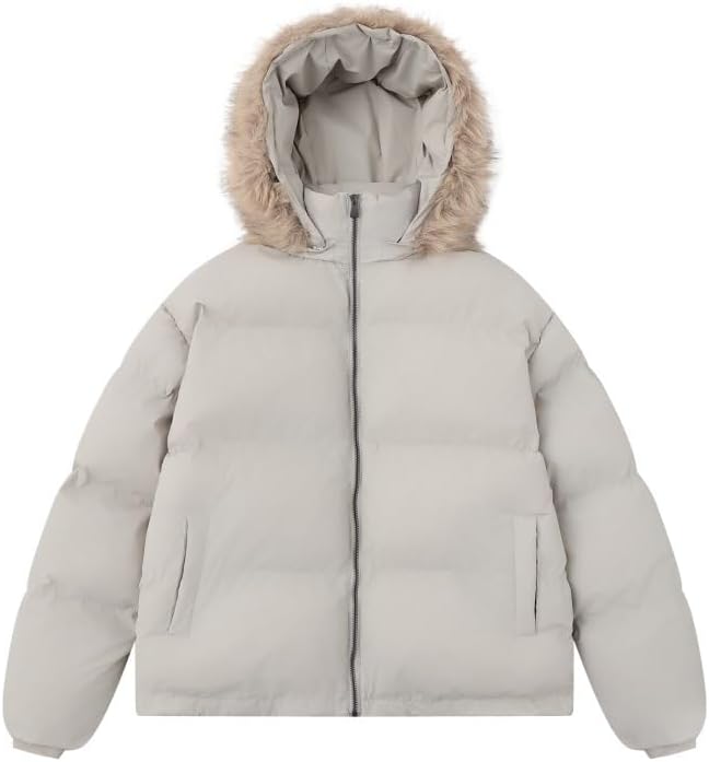 Thickened Warm Detachable Wool Collared Cotton Padded Jacket for Women Loose Casual Coat