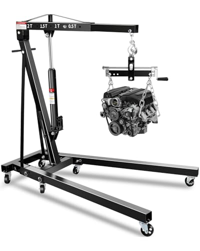 2 Ton Hydraulic Engine Hoist Crane with Lever, Folding Heavy-Duty...