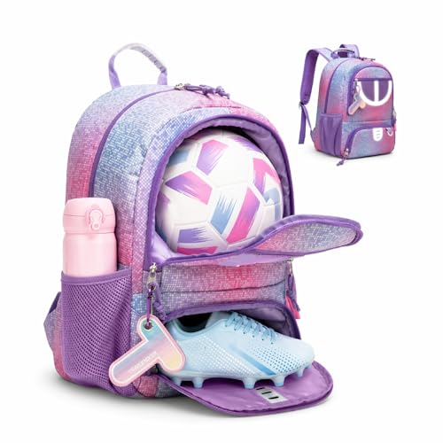 Mochila de fútbol morada para evitar malos olores del calzado