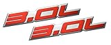 ERPART 3.0L Liter Embossed RED on Highly Polished Silver Real Aluminum Auto Emblem Badge Nameplate Compatible with Acura BMW Honda Hyundai Mazda Mitsubishi Nissan (Pack of 2)