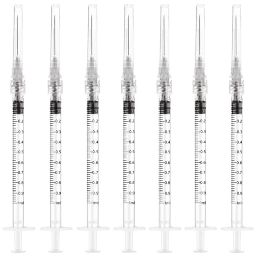 20 Pack 1ml 27Ga - 1 Inch Luer Lock Sample Measuring Syringe Lab Supplies, Individually Sealed Wrapped