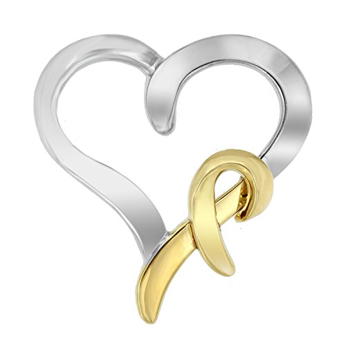 Original Classics .925 Sterling Silver and 14K Yellow Gold Two-Tone Heart Shaped Pendant Necklace