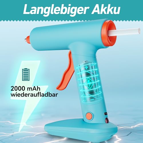 HHYSSG 20W Kabellose Klebepistole mit 30 Klebesticks und Lithium-Ionen-Akku Heißklebepistole Ideal für Kleine Heimwerkerprojekte und Schnelle Reparaturen zu Hause und im Büro