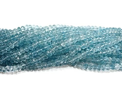 LKBEADS 1 sznur naturalny niebieski topaz kamień szlachetny mikro fasetowane koraliki rondelle - koraliki mierzą około 6-7 mm 25 cm długi sznurek