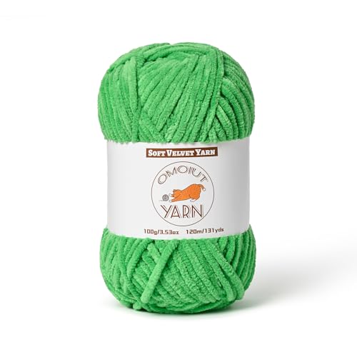 Image of Fluffy Velvet Yarn for Crocheting, Chunky Chenille Baby Blanket Yarn for Crocheting, Soft Fuzzy Puzzle Yarn for Knitting, 100g /3.53oz Bulky Thick Amigurumi Crochet Yarns(Green)