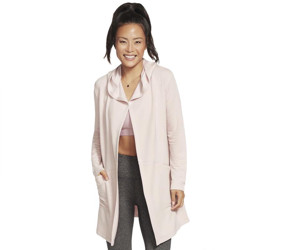Image of Skechers Rayon Skechluxe Restful Hoodigan Thigh Length Jackets For Women W03Ja82A-Blk