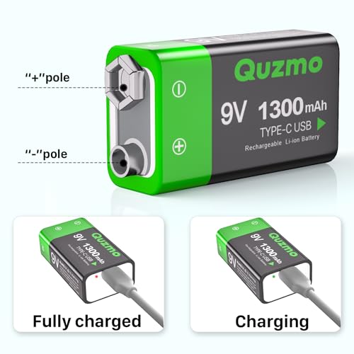 Baterías de litio de 9V recargables de alta capacidad 1300 mAh pack de 4 3