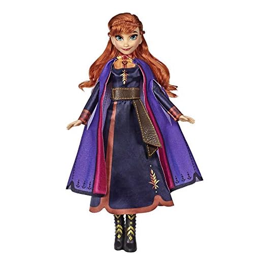 Disney Frozen Singing Anna Fashion Doll with Music Wearing a Purple Dress Inspired by Disney Frozen 2, Toy For Kids 3 Years and Up