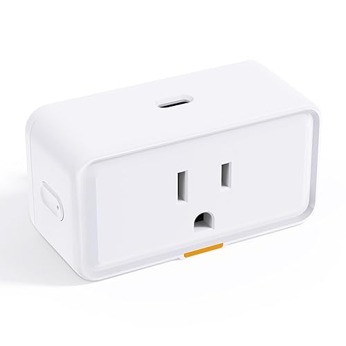 YIFAN Enchufe inteligente de 15A, toma WiFi para el hogar inteligente con puerto USB C, salida inteligente Tuya serie C Smart con control remoto